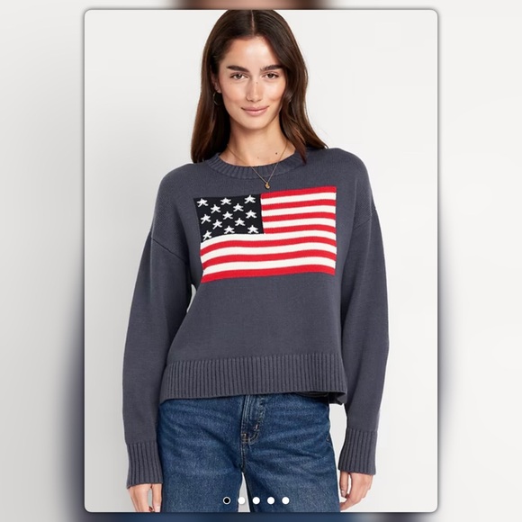 Old Navy Sweaters - Crew-Neck Flag-Graphic Sweater